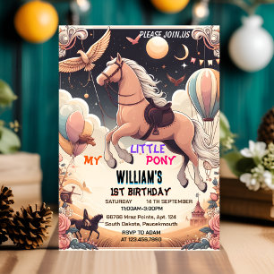 cute horse my little pony first 1st birthday invitation