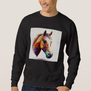 Cute Horse Paint Splatter Colorful Watercolor Wome Sweatshirt