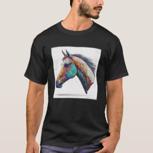 Cute Horse Paint Splatter Colorful Watercolor Wome T-Shirt