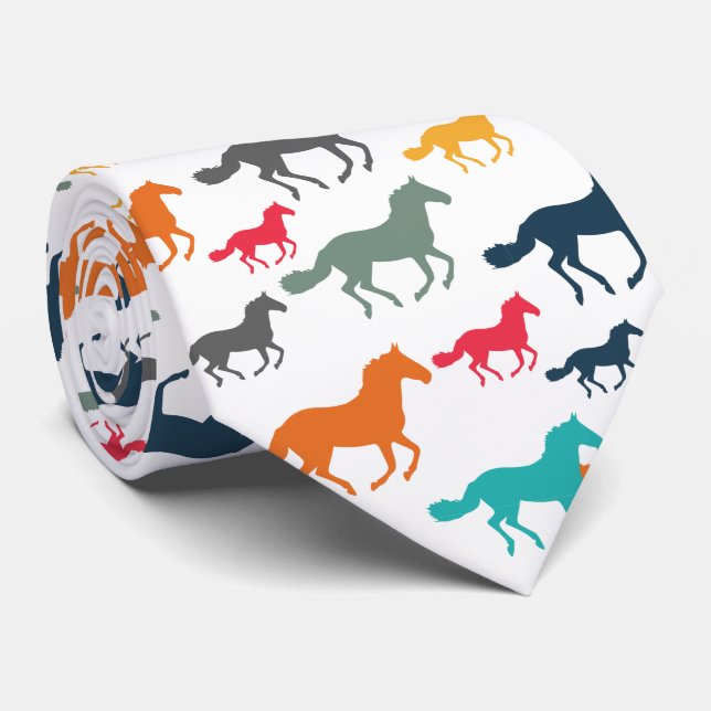 Cute Horse Pattern Tie (Rolled)