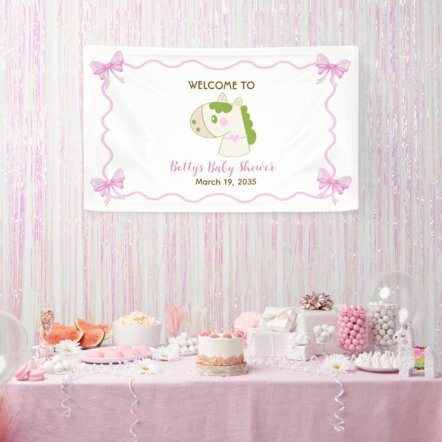 Cute Horse Pink Custom Girl Baby Shower Welcome  Banner (Party)