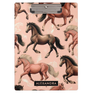 Cute Horse Pink Seamless Clipboard