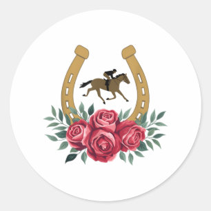 Cute Horse Racing Roses Ky 151st Derby Horse Party Classic Round Sticker