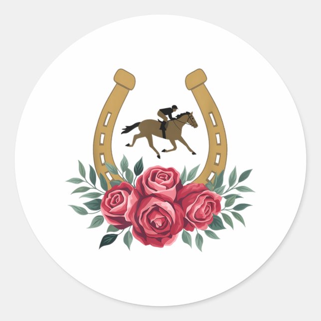 Cute Horse Racing Roses Ky 151st Derby Horse Party Classic Round Sticker (Front)