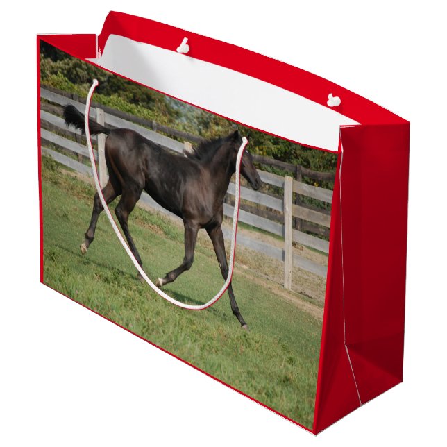 Cute Horse running through the Yard Large Gift Bag (Back Angled)
