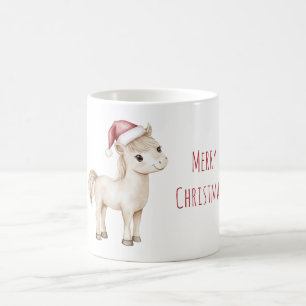 Cute Horse Santa Hat Christmas Coffee Mug
