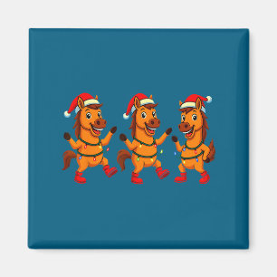 Cute Horse Santa Hat Dancing Lights Christmas Danc Magnet