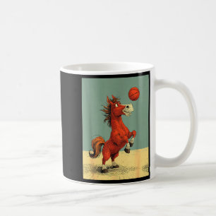 Cute horse sports funny basketball cartoon design  coffee mug