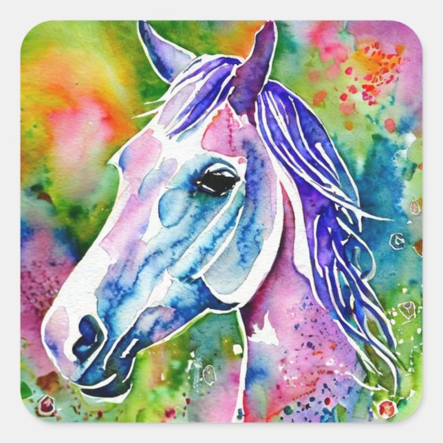 Cute Horse Square Sticker (Front)