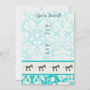 Cute Horse; Teal Invitation