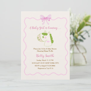 Cute Horse Theme Personalised Girl Baby Shower Invitation