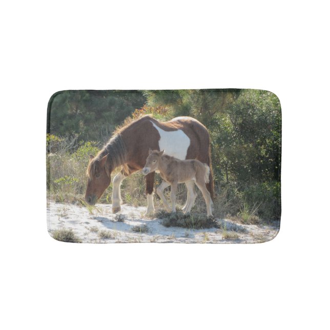 Cute Horse with Foal Photograph Bath Mat (Front)