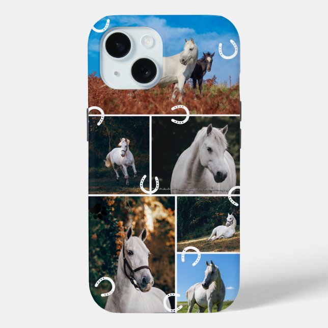 Cute Horsehoes Horse Photo Collage Case-Mate iPhone Case (Back)