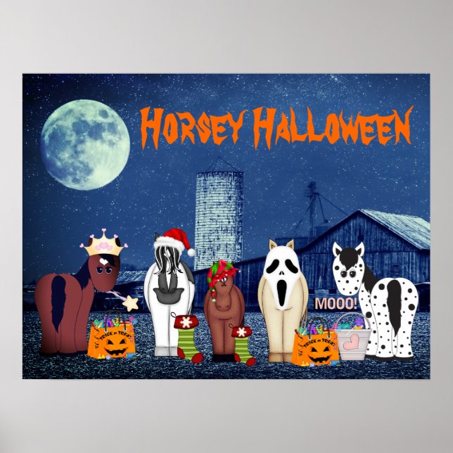 Cute Horses in Costumes Horsey Halloween Horse Poster (Front)