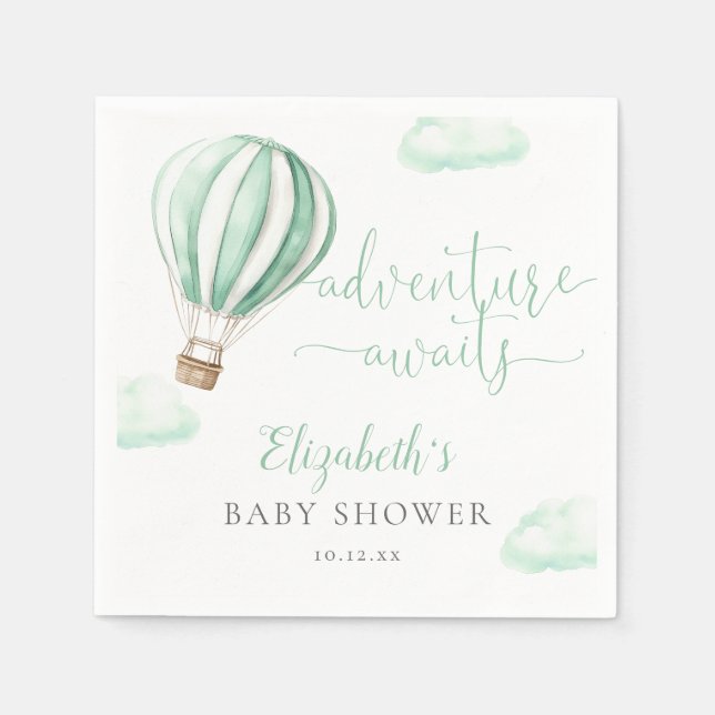 Cute Hot Air Balloon Gender Neutral Baby Shower Napkin (Front)