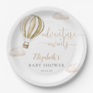 Cute Hot Air Balloon Gender Neutral Baby Shower Paper Plate