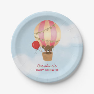 Cute Hot Air Balloon Girl Baby Shower Paper Plate