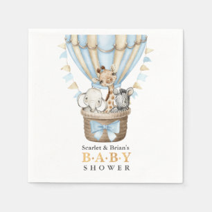 Cute Hot Air Balloon Safari Animals Baby Shower Napkin
