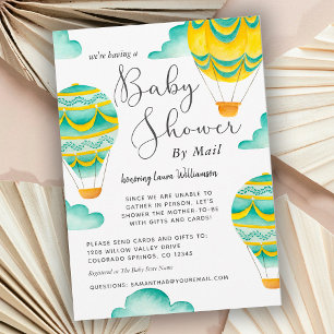 Cute Hot Air Balloons Baby Shower by Mail Invitation