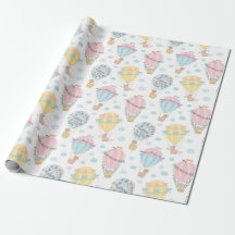 Cute Hot Air Balloons with animals, bows & flowers