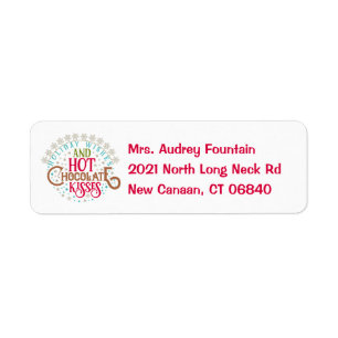 Cute Hot Chocolate Kisses Red Christmas Return Address Label