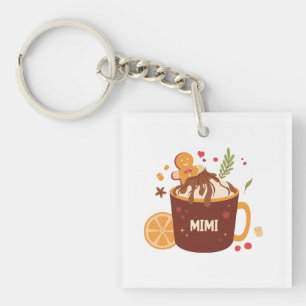 Cute Hot Chocolate with Gingerbread Key Ring