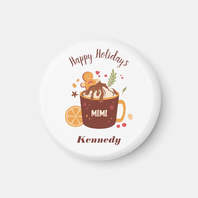Cute Hot Chocolate with Gingerbread Magnet (Front)