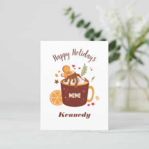 Cute Hot Chocolate with Gingerbread Postcard