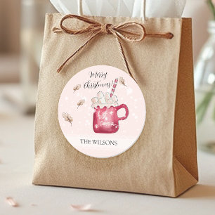 Cute Hot Cocoa Holiday Illustration Classic Round Sticker