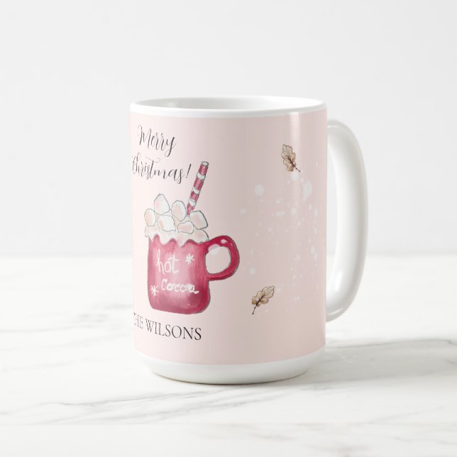 Cute Hot Cocoa Holiday Illustration Coffee Mug (Front Right)