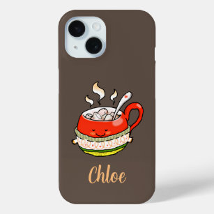 cute hot cocoa mug (add your name) iPhone 15 case