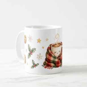 Cute Hot Cocoa Mug Plaid Scarf Christmas