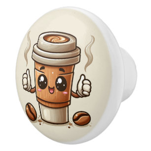 Cute hot coffee lovers  ceramic knob
