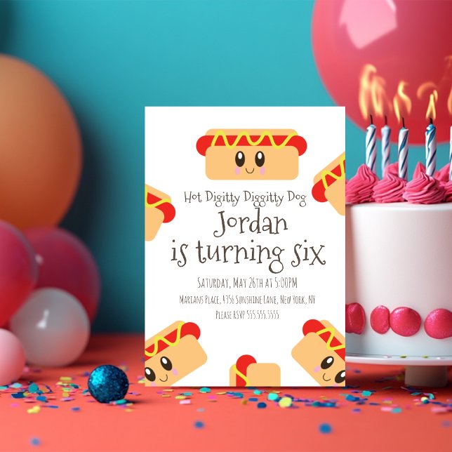 Cute Hot Dog Diggity BBQ Party  Invitation (Creator Uploaded)