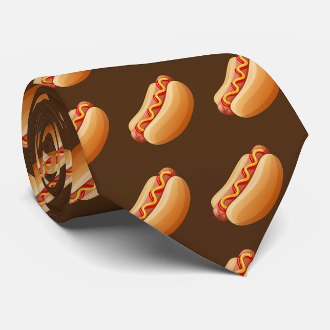 Cute hot dog tiled food tie (Rolled)