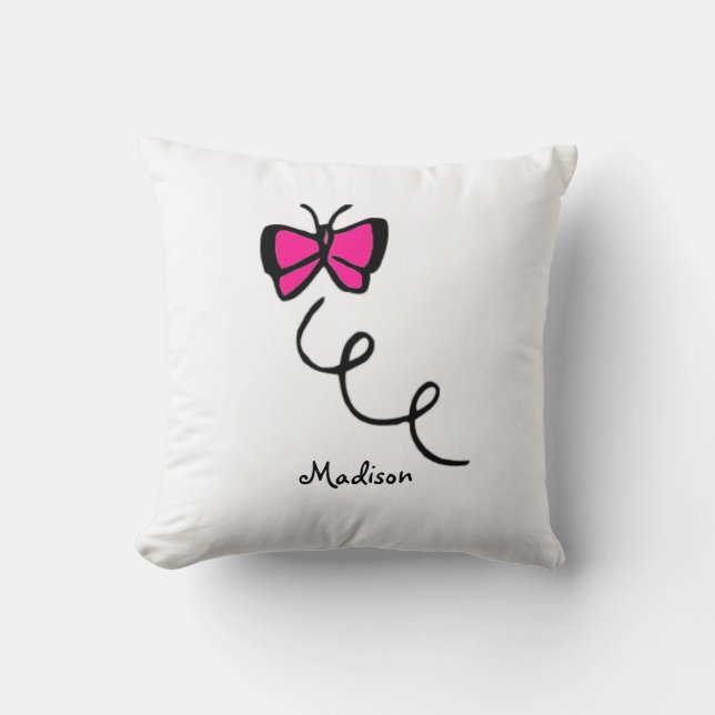 Cute Hot Pink Butterfly Cushion (Front)