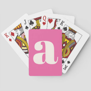 Cute Hot Pink Custom Monogram Retro Lettering Playing Cards