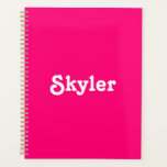 Cute hot pink custom name text year monogram planner<br><div class="desc">Cute hot pink custom name text year or monogram personalised agenda,  Planner.
Customisable white text,  hot pink solid plain background.
You can customise it with your name,  monogram,  initials,  year,  or custom text.</div>