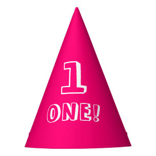 Cute hot pink custom number age year birthday  party hat