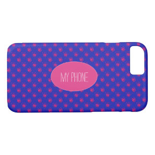 Cute Hot Pink Dots on Blue iPhone 8/7 Case