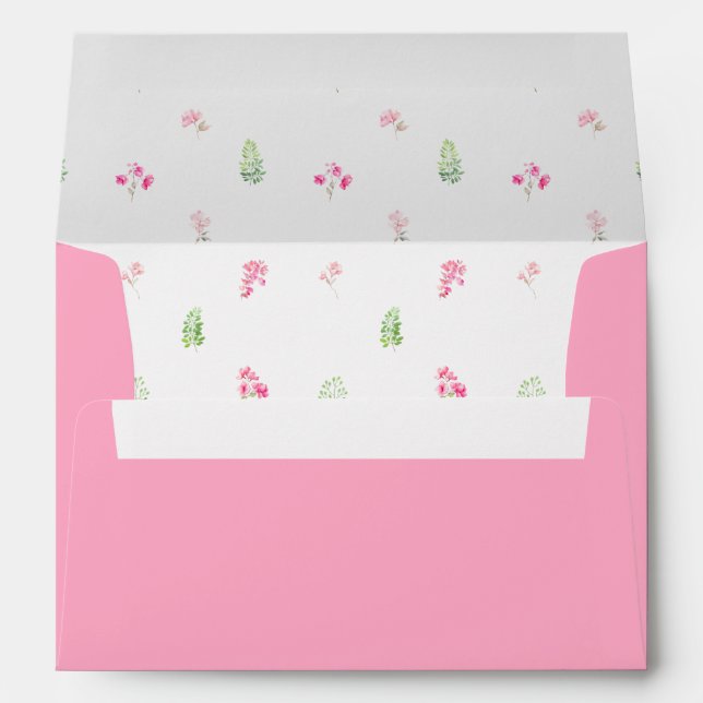 Cute Hot Pink Floral Invitation Envelope (Back (Bottom))