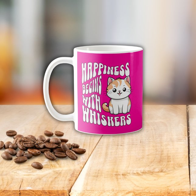 Cute hot pink funny cat saying coffee mug (Creator Uploaded)