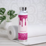 Cute hot pink glitter monogram  water bottle<br><div class="desc">This cute hot pink glitter water bottle is perfect for women, girls, and kids who love bold, sparkly, and fun designs. Featuring dazzling glitter and a vibrant finish, it's ideal for school, work, workouts, or as a personalised gift. Whether you're shopping for a student, teen, or fitness lover, this stylish...</div>