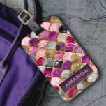 Cute hot pink gold mermaid scales girly luggage tag<br><div class="desc">Cute hot pink gold mermaid scales girly Luggage Tag. To make it extra special, it is also monogrammed and personalised with name or initials or any text you like, click the "customise further" link and use the design tool to modify the design if you like. Beautiful, modern and cool Luggage...</div>