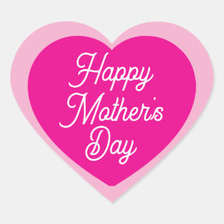  Cute Hot Pink Happy Mother's Day Heart Sticker