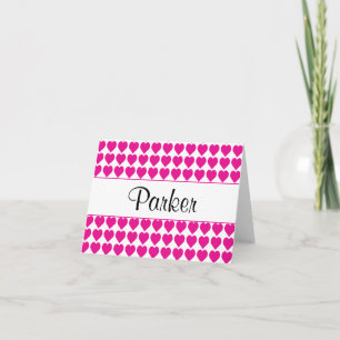 Cute Hot Pink Hearts Girls Personalised Stationery Note Card