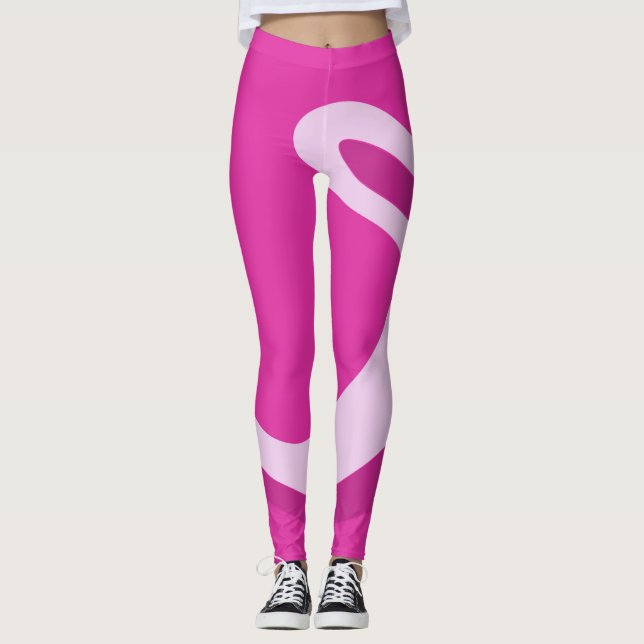 Cute hot pink leggings with Retro swirl (Front)