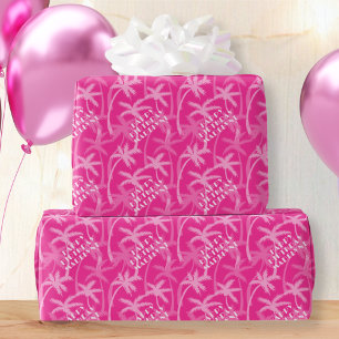 Cute Hot Pink Magenta Tropical Palm Personalised Wrapping Paper