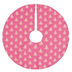 Cute Hot Pink Orange Christmas Tree Pattern Brushed Polyester Tree Skirt