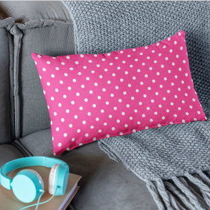 Cute Hot Pink Polka Dots Pattern Lumbar Cushion